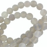 Natural stone beads round 4mm matte Light grey agate